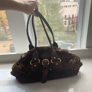 Francesco Biasia brown suede satchel purse